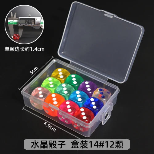 Mahjong Dice, Transparent Multi-Color Crystal Acrylic Square Dice, Boxed, view 12
