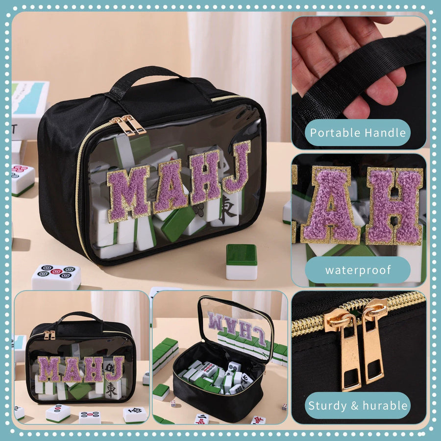 American Mahjong Storage Bag with Clear Window, Large Capacity Travel Carry Case for Tile Set, view 12