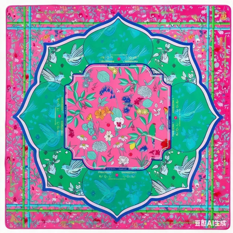 American Mahjong Table Mat, Thickened, Non-Slip, Noise Reducing, Floral Bird Print