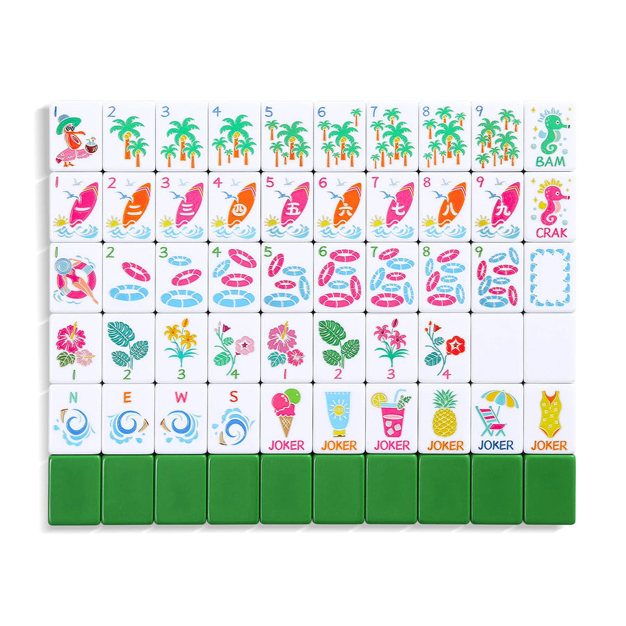 American Mahjong Set, 160 Layered Melamine Tiles, Blue Chinese Knot Design