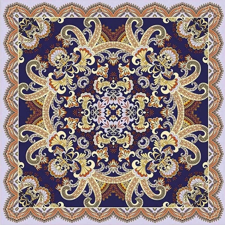 American Mahjong Mat, Neoprene, Non-Slip, Washable, Deep Purple Baroque Paisley Floral, view 12