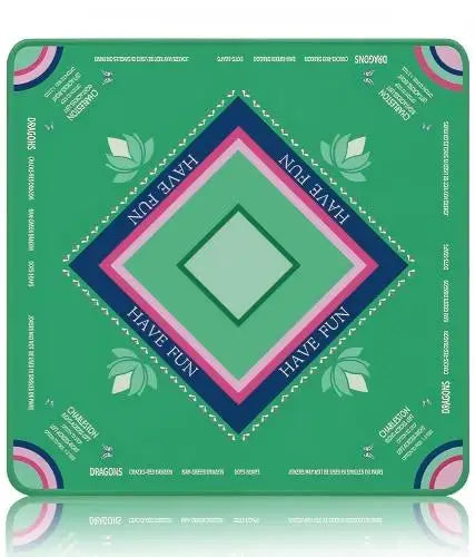 Mahjong Table Mat, Rubber Tablecloth for Mahjong Tiles, Emerald Green Pattern, view 11
