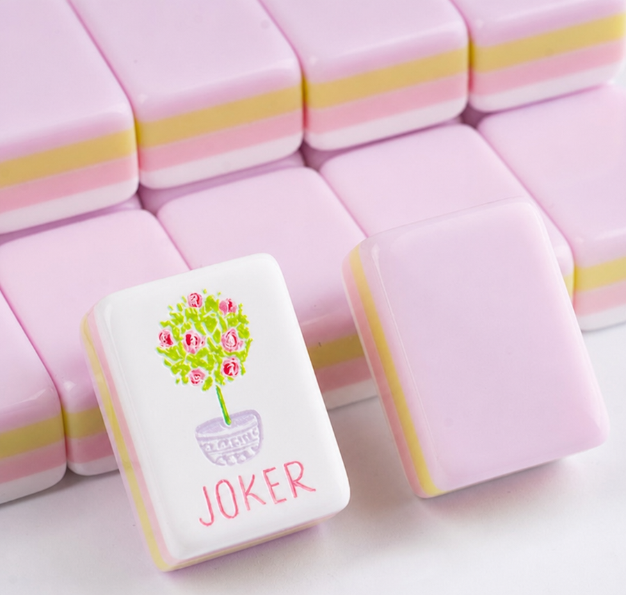 American Mahjong Set, 160 Tiles, 4 Layer Engraved Acrylic, Pink, view 2