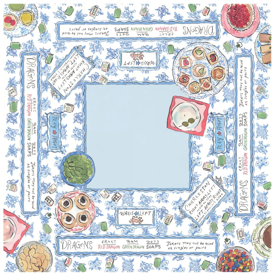 American Mahjong Mat, Foldable Waterproof Rubber Tablecloth, Portable, Pink and Gold, view 11