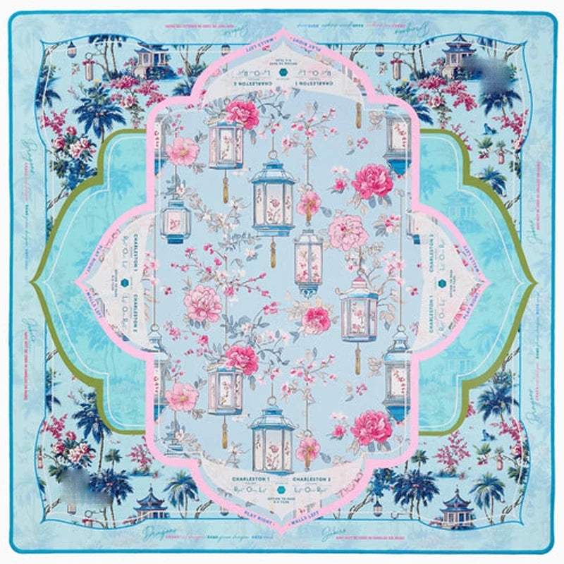 Mahjong Mat, Foldable Waterproof Neoprene, Non-Slip, Quiet, Modern Chinoiserie Lantern Print, view 7