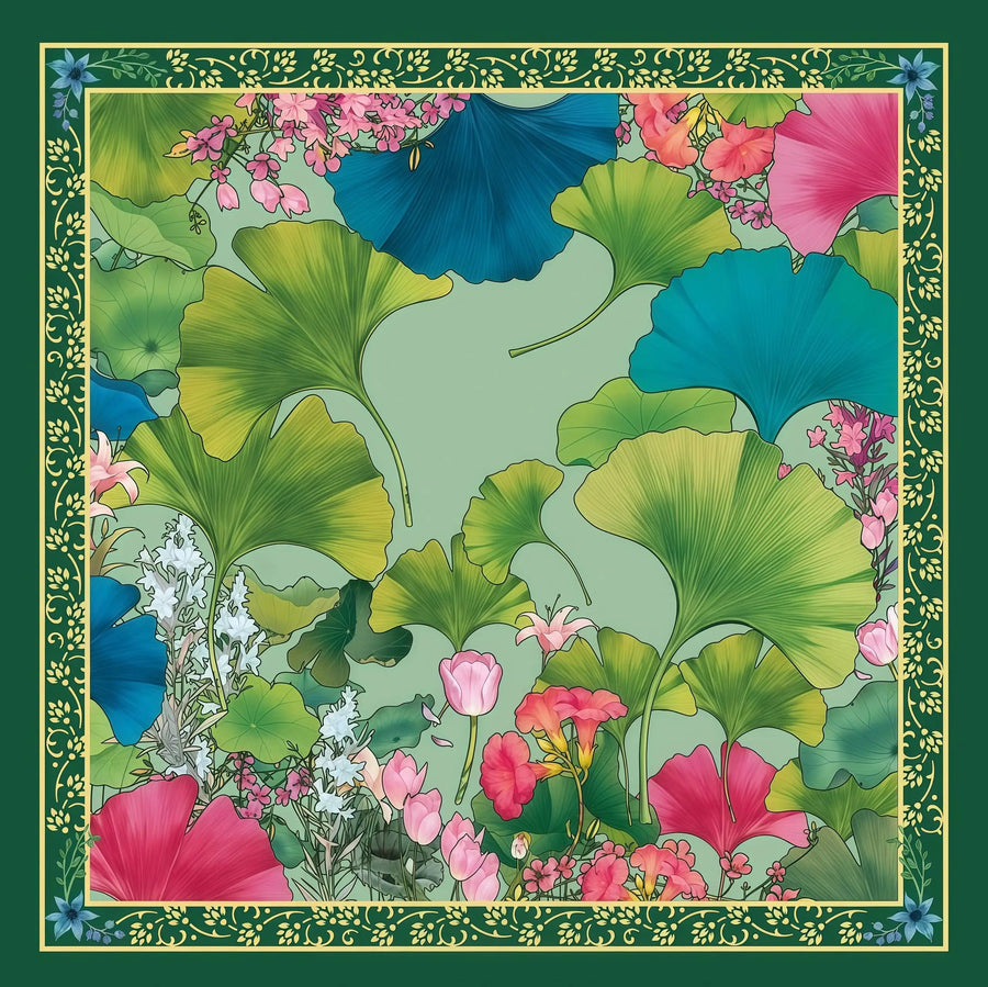 American Mahjong Mat, 33 x 33 Inch Neoprene, Non-Slip, Pink Leopard and Palm Scarf Print
