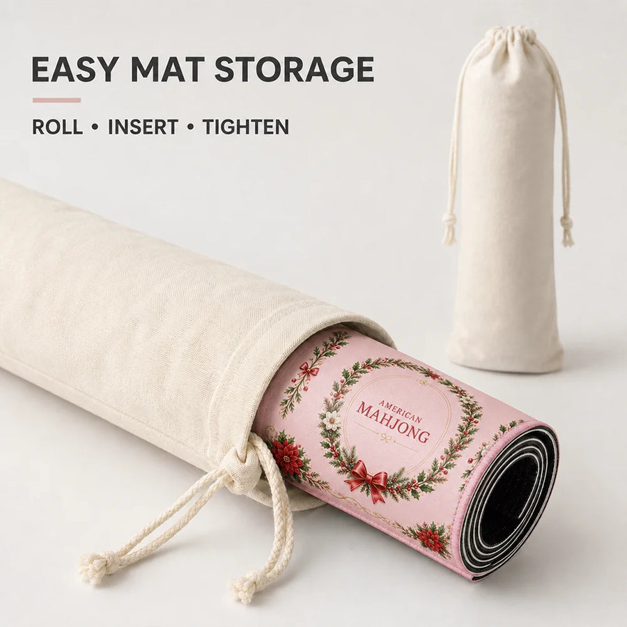 American Mahjong Mat Storage Bag, 33 Inch Blank Canvas, Drawstring Closure, Hanging Carrier, view 2