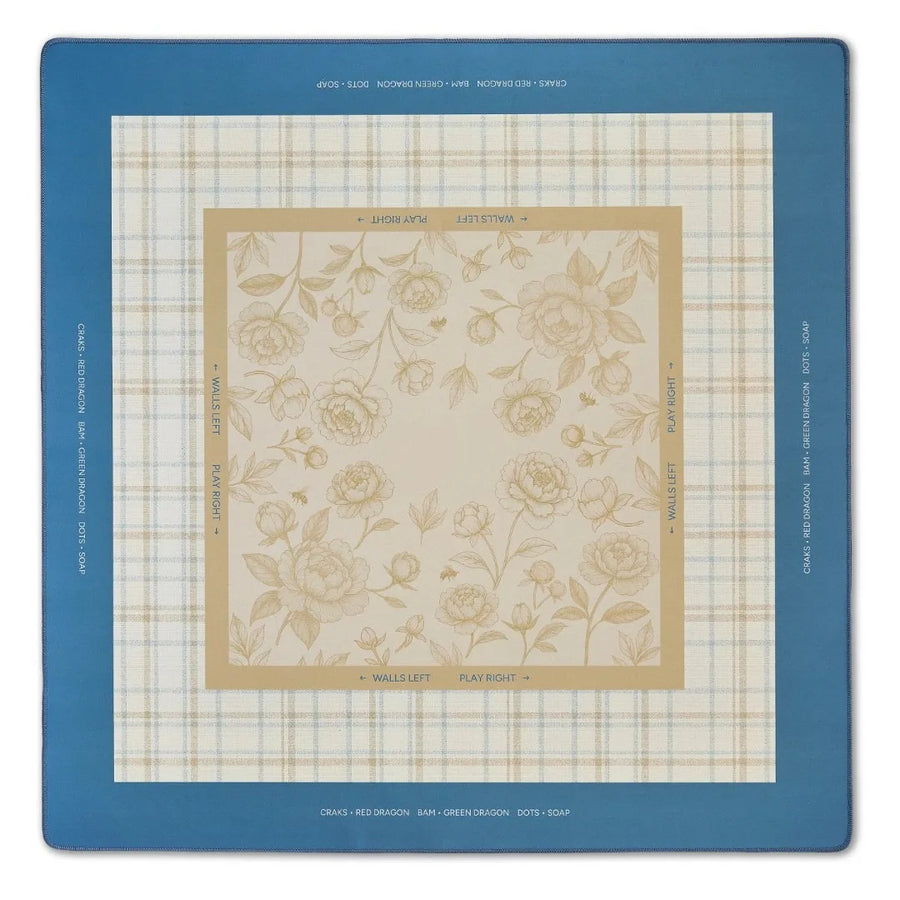 American Mahjong Mat with Carry Bag, Foldable Rubber, Locked Edge, Vintage Floral Pattern