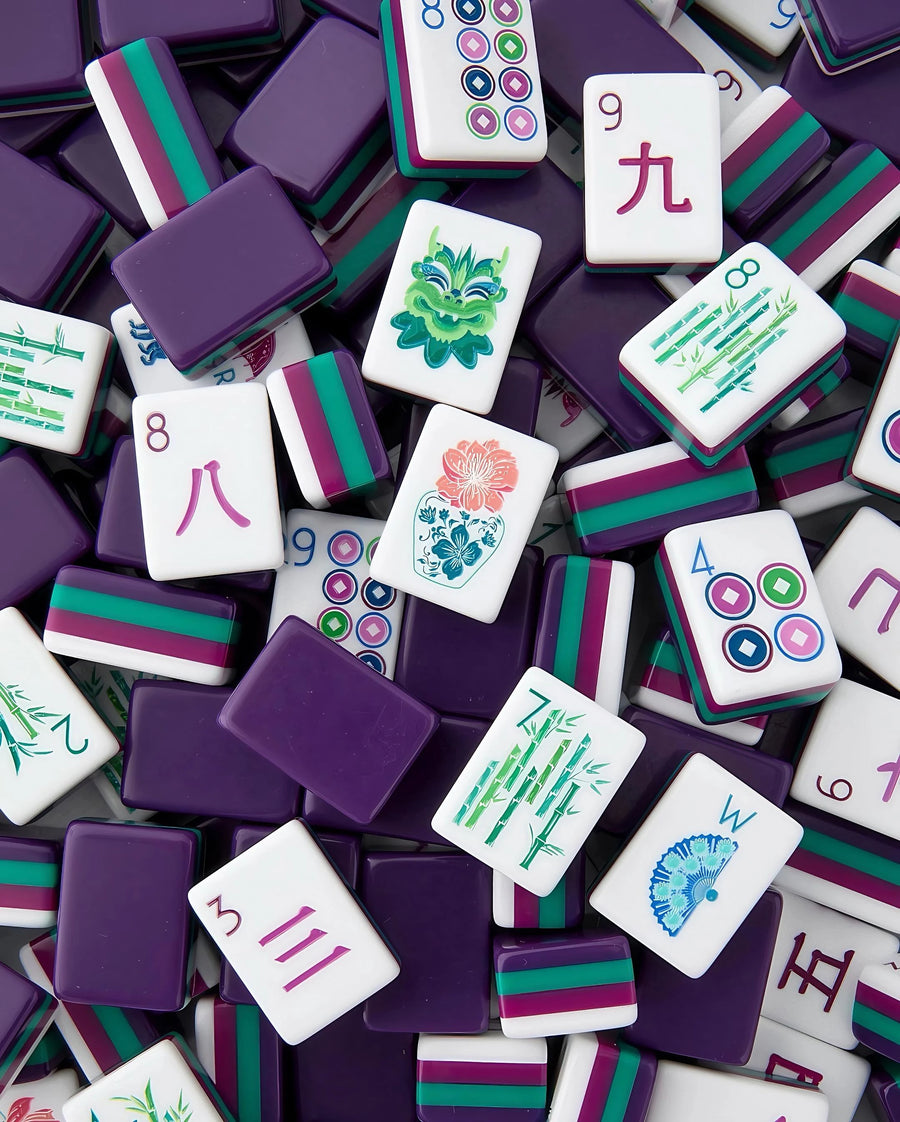 American Mahjong Set, 160 Carved Acrylic Tiles with Case, Baby Purple