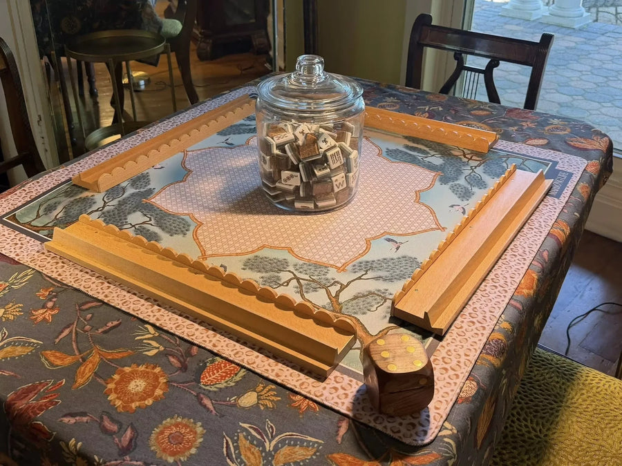 Mahjong Table Mat, Rubber, Non-Slip, Noise Reducing, Neo-Chinese Crane Scenery Design, view 4