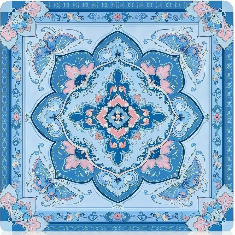 American Mahjong Mat, 33 Inch Neoprene Table Mat for Mahjong Tiles, Blue Chinoiserie, view 8