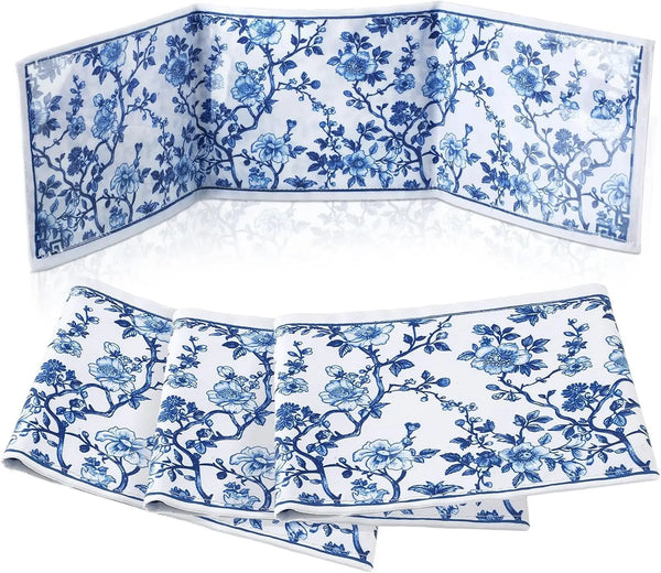 Mahjong Card Holder, Large Size, Chinese Style Floral Printed Fabric with Plastic Protective Case