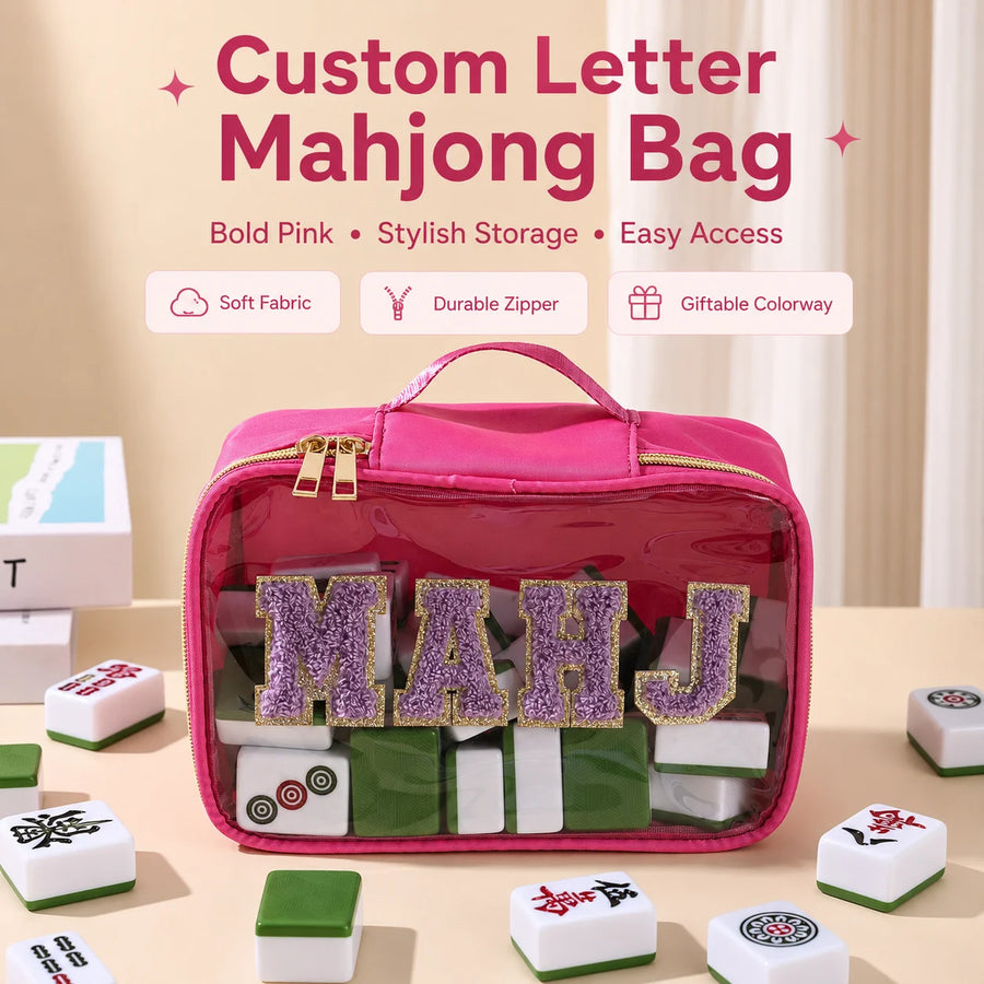 American Mahjong Storage Bag with Clear Window, Large Capacity Travel Carry Case for Tile Set, view 4