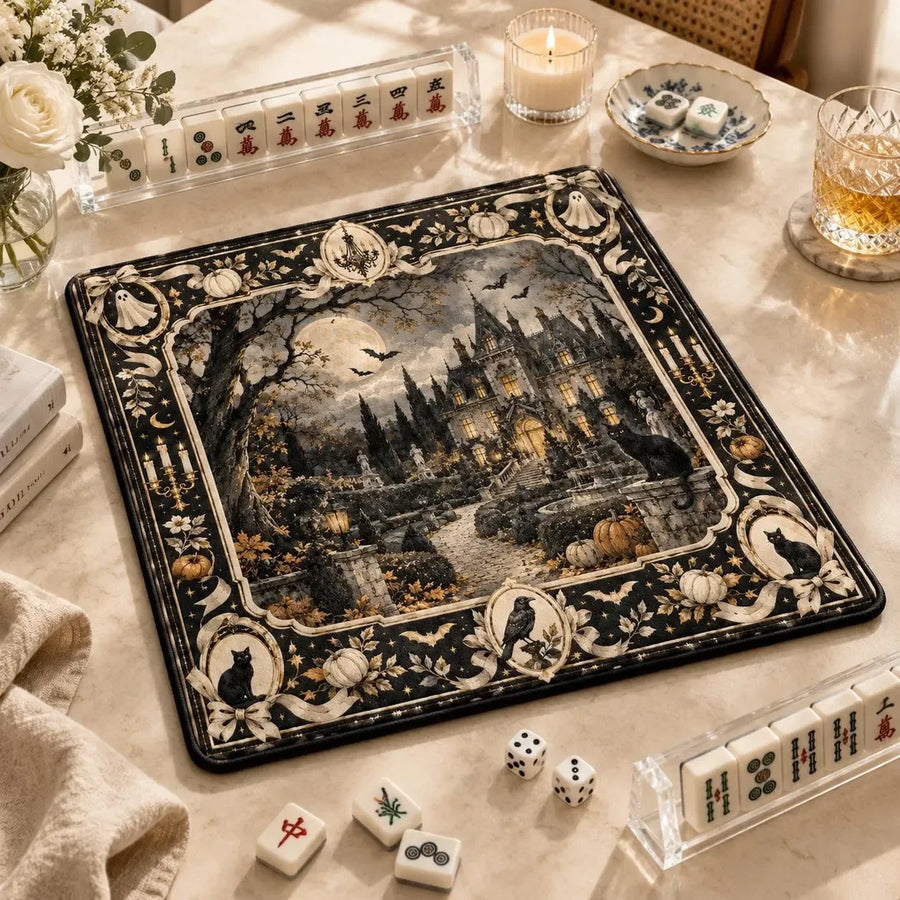 American Mahjong Mat with Storage Bag, Neoprene, Non-Slip, Noise Reducing, Boho Mandala Floral