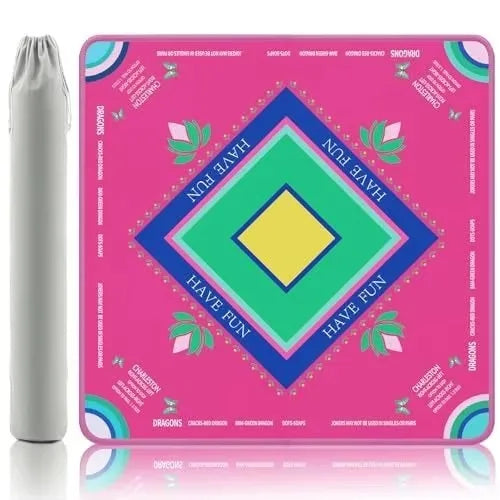 American Mahjong Mat with Charleston Markings and Bag, Square Rubber, Non-Slip, Noise Reducing