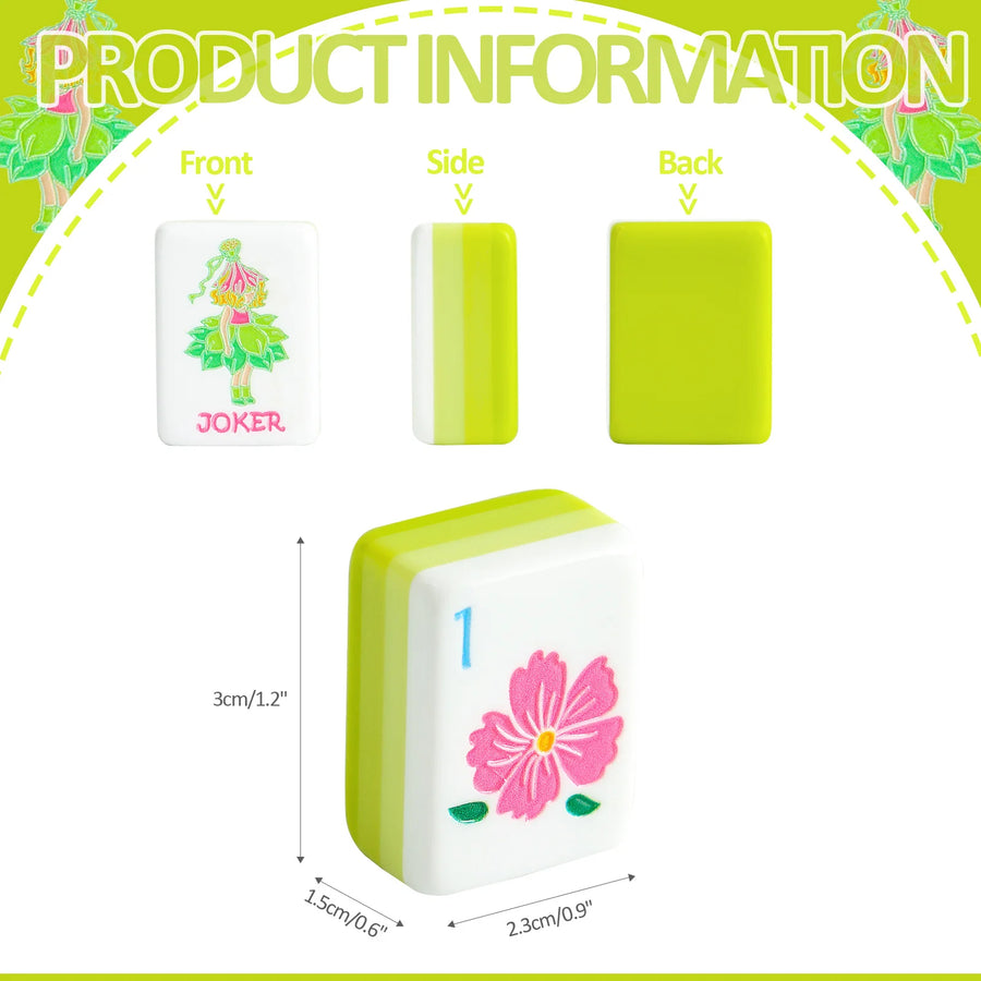 American Mahjong Tiles, 160 Pieces, Layered Green Acrylic, Spring Floral Bloom Design, view 2
