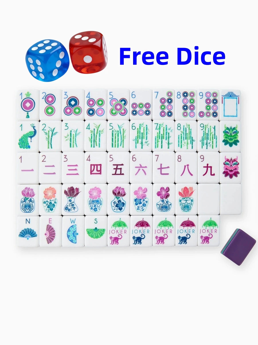 American Mahjong Tile Set, Ceramic Tiles for 4 Players, Portable
