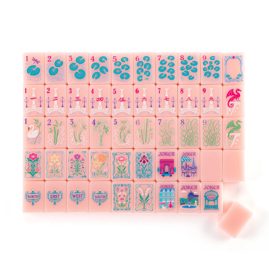 American Mahjong Tiles, 160 Pieces, Single Layer Engraved Acrylic, Soft Pink, view 3