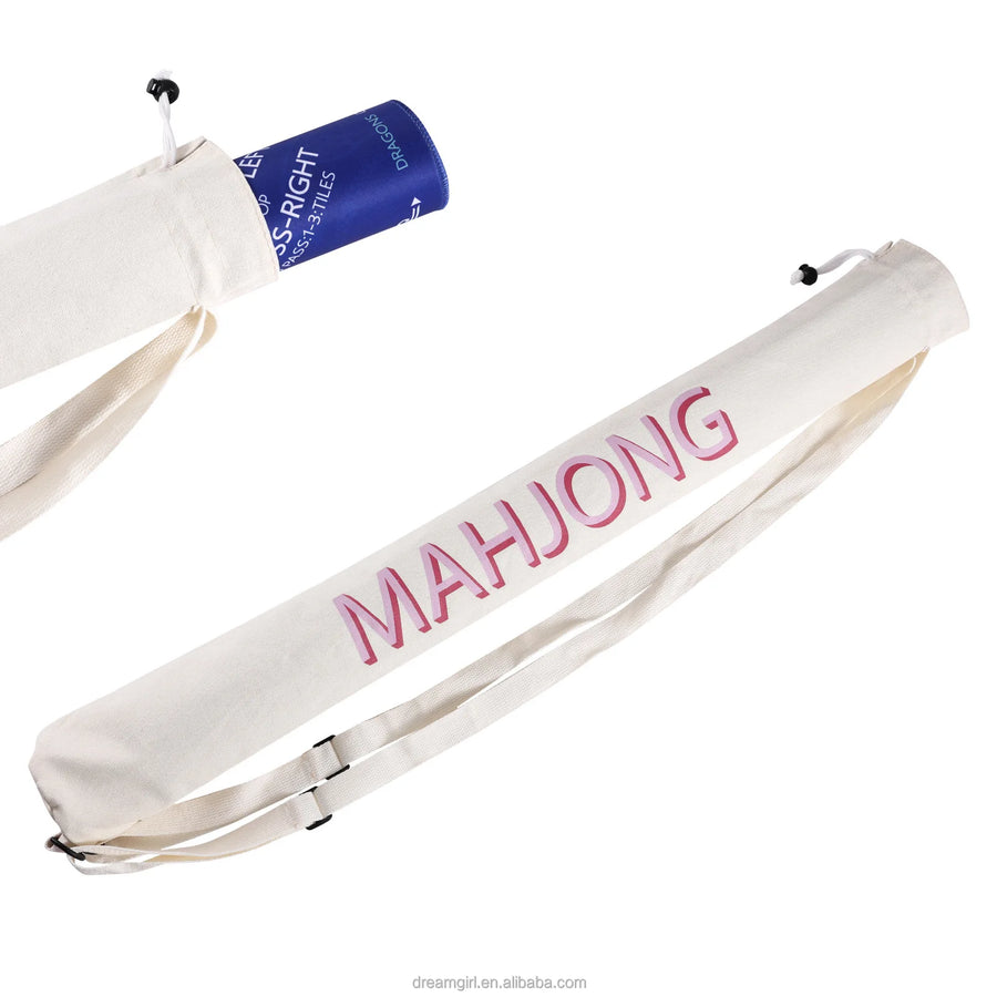 Mahjong Mat and Pusher Storage Bag, 34 Inch Long Polyester Drawstring Bag with Strap, Printed, view 8