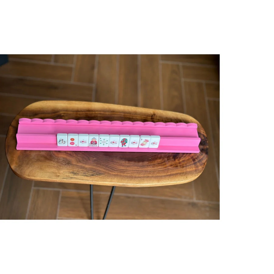 Mahjong 2-in-1 Racks and Pushers, Set of 4, 18 Inch Foldable Solid Wood, Multicolor, view 4