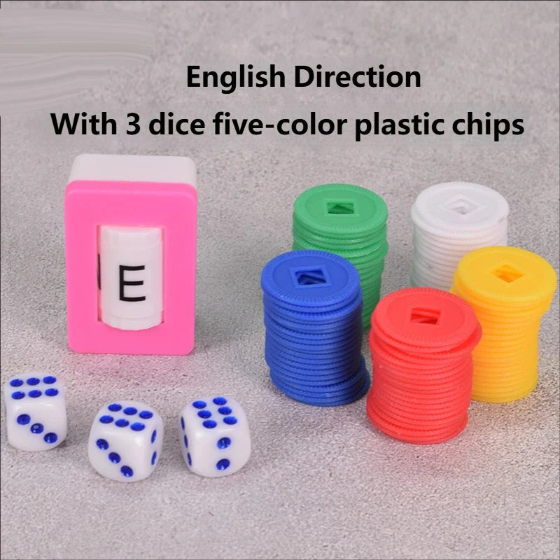 American Mahjong Accessories Set, Square English Direction Marker, 3 Dice, 100 Colored Plastic Chips