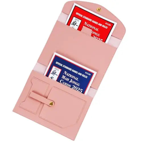 Mahjong Card Holder, PU Leather Folio Sleeve with Multiple Pockets, Large 17 x 8.7 Inch, view 7