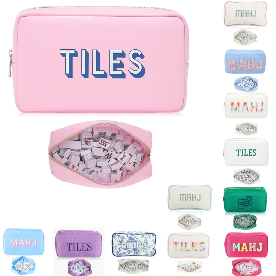Mahjong Tile Storage Bag, Foldable Canvas, Large Capacity Carrying Case, Multicolor, view 4