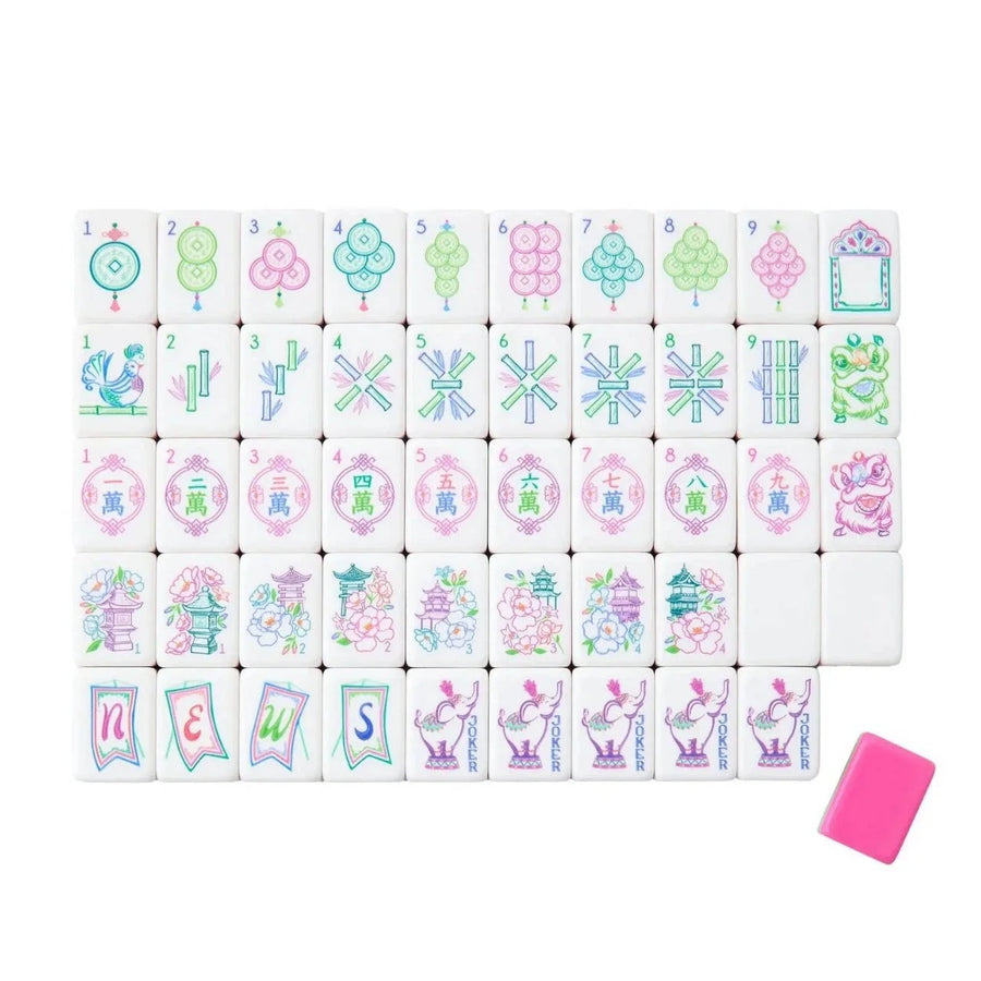 American Mahjong Set, 160 Engraved Acrylic Tiles, Hand Rubbed, Portable
