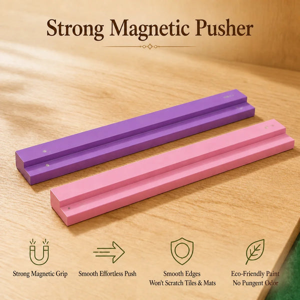Mahjong Tile Racks and Pushers, Set of 4, 20 Inch Foldable Modern Wood, Portable