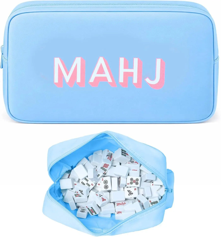 Mahjong Tile Storage Bag, Foldable Canvas, Large Capacity Carrying Case, Multicolor