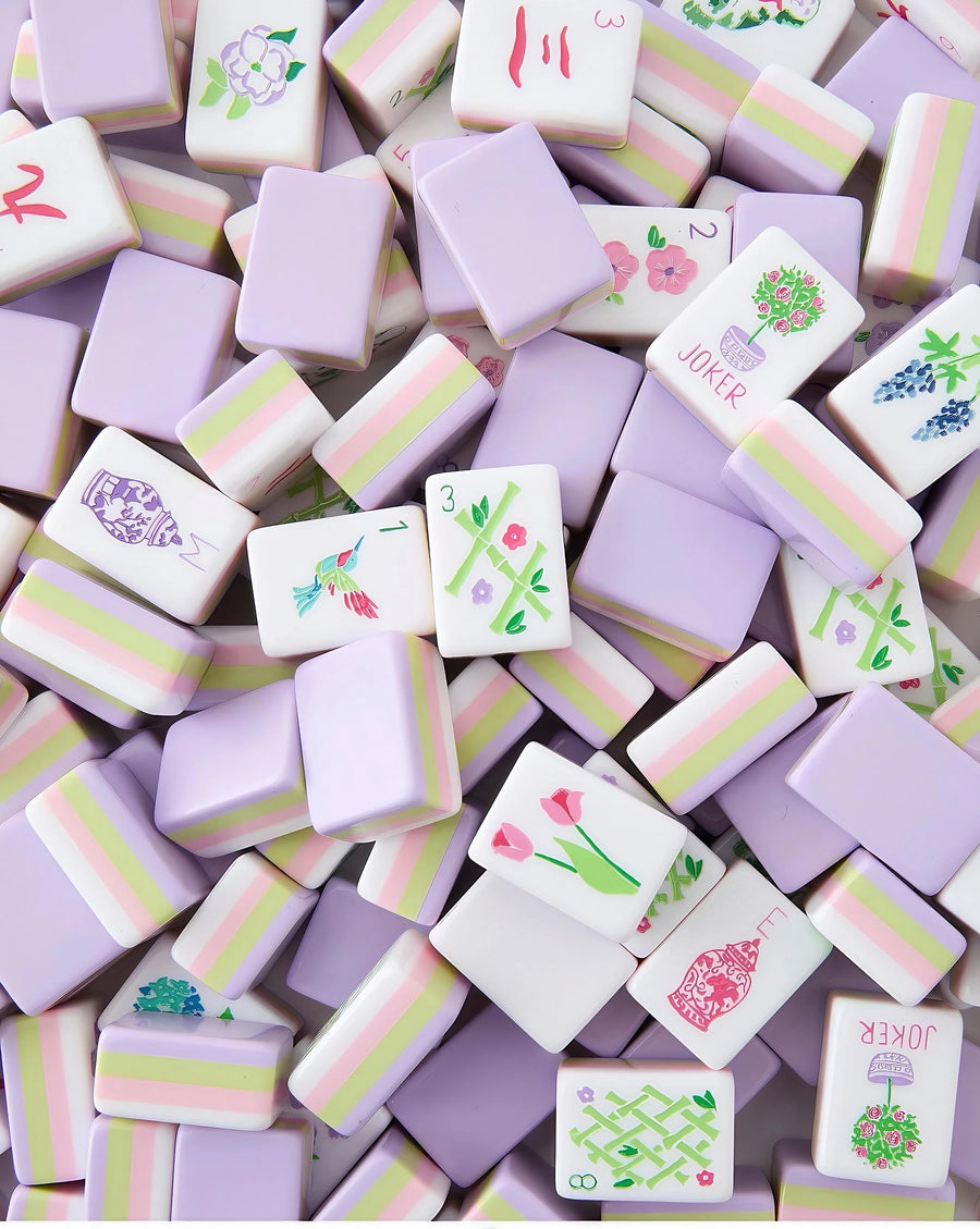 American Mahjong Set, 160 Carved Acrylic Tiles with Case, Baby Purple, view 12