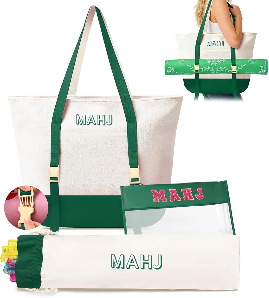 Mahjong Set, 166 Tiles, Canvas Tote Bag, Racks, Wind Indicator, Dice, Scoring Chips, Scorecard, view 10