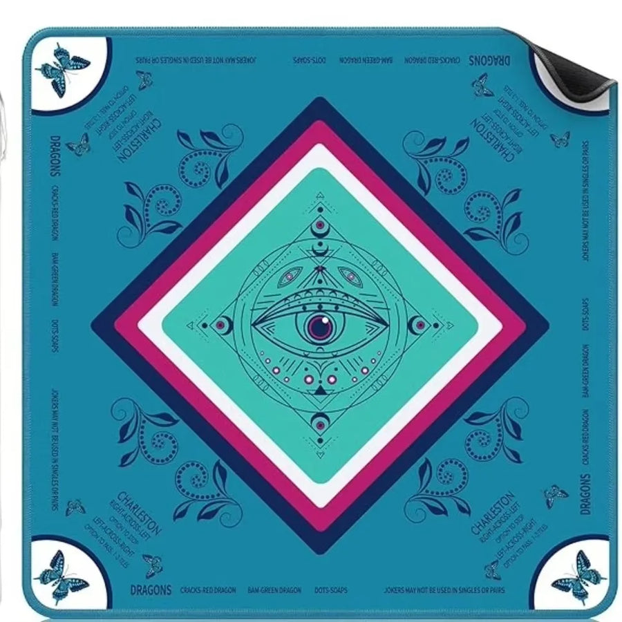 American Mahjong Mat with Charleston Markings and Bag, Square Rubber, Non-Slip, Noise Reducing
