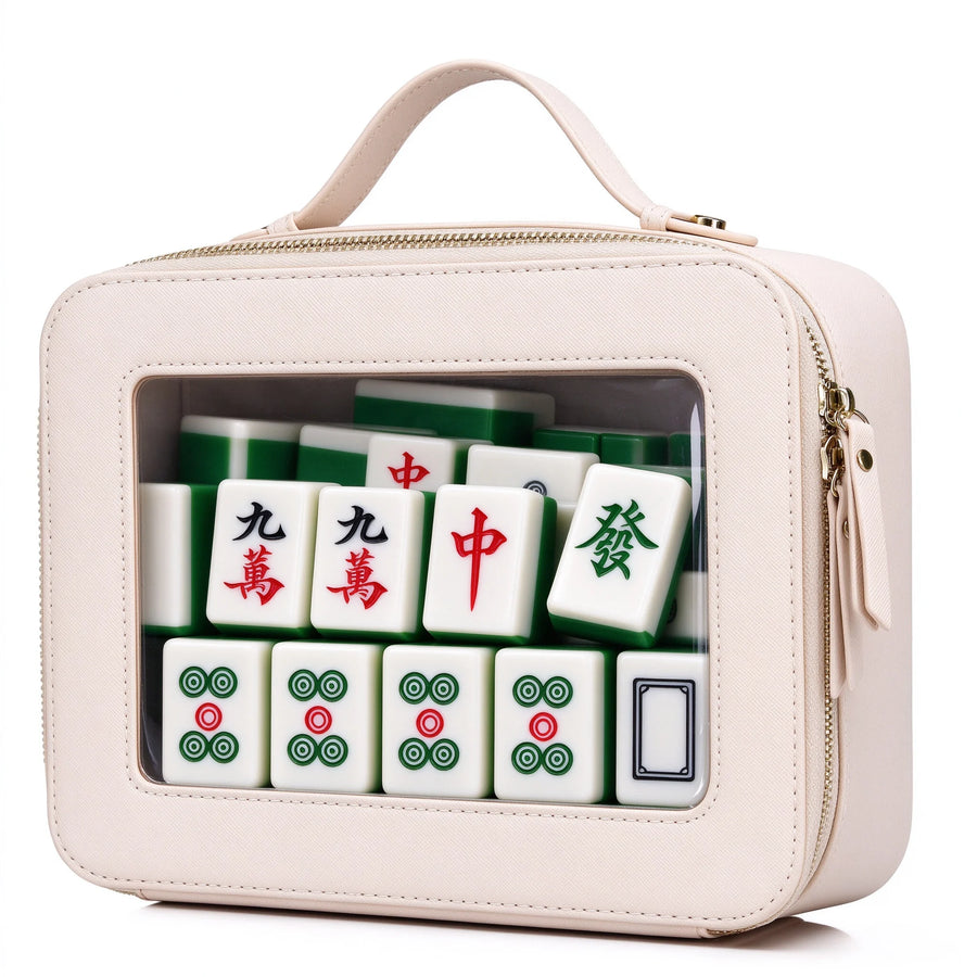 Mahjong Travel Case, Portable Storage Bag with Clear PU Cover, view 12