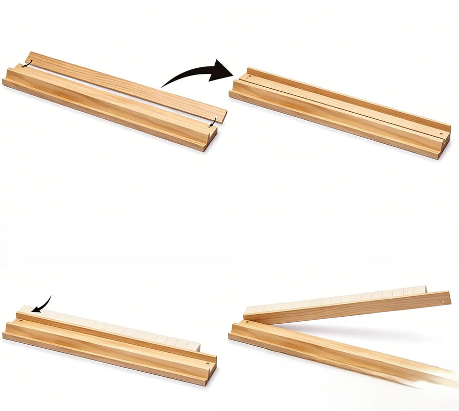 Mahjong Racks with Magnetic Pushers, Set of 4, Wood Tile Display Racks, Portable, view 5