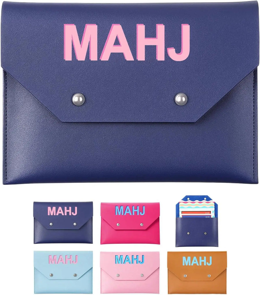 Mahjong Card Holder with Magnetic Closure, Portable Rule Card Storage Case and Protective Pouch