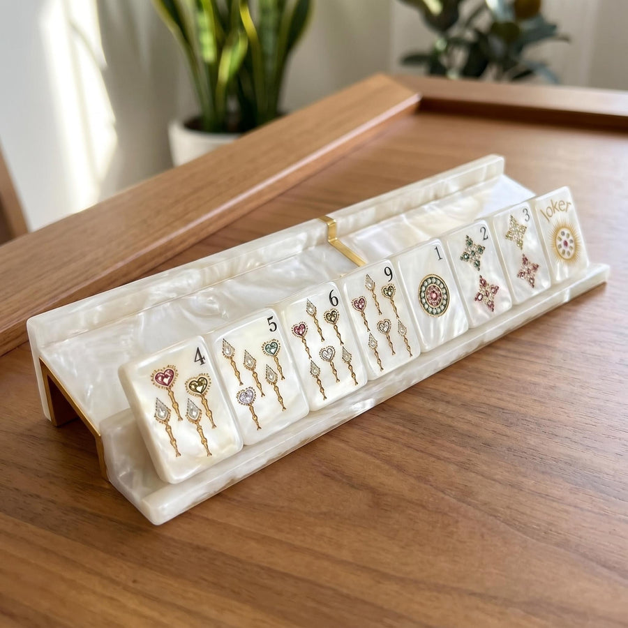 American Mahjong Set, Diamond Pearl Shell Style Tiles, Portable, view 3