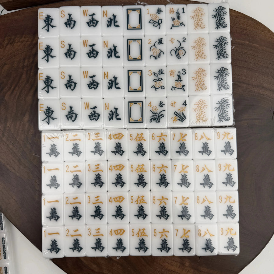 American Mahjong Set, 160 Acrylic Tiles with Portable Storage Bag, Black Gold, view 5