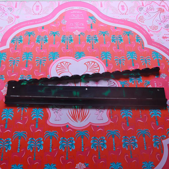 American Mahjong Rack Set with Magnetic Pusher, 20 Inch Modern Scalloped Clear Tortoiseshell Acrylic, view 2