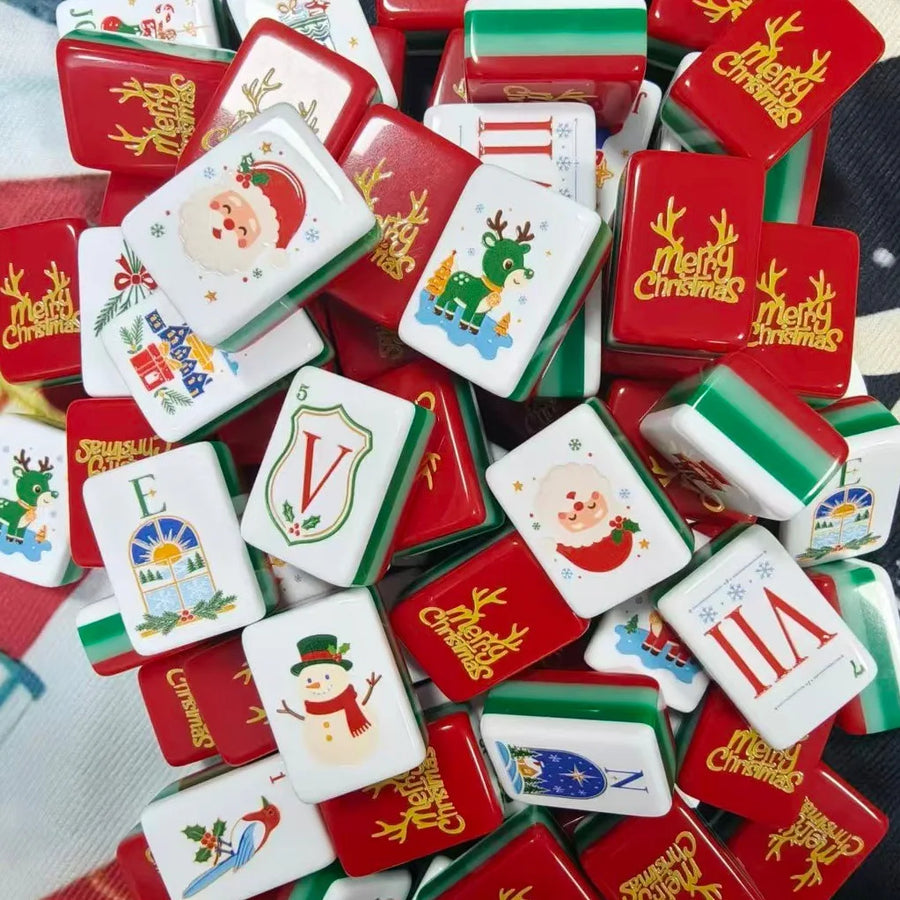 American Mahjong Set, Christmas Design, 4 Layer Acrylic Tiles, Multiple Styles, view 7