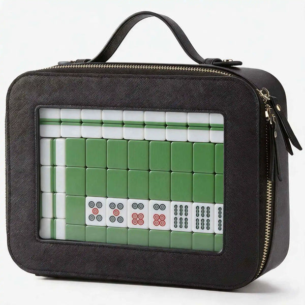 Mahjong Tote Bag, Large Transparent PU Waterproof Tote, Minimalist Design