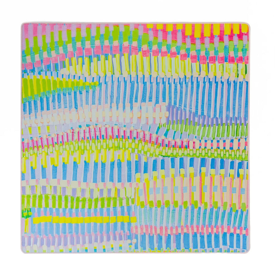 Mahjong Mat, Natural Rubber Party Table Mat, Colorful Abstract Stripe Print, view 3