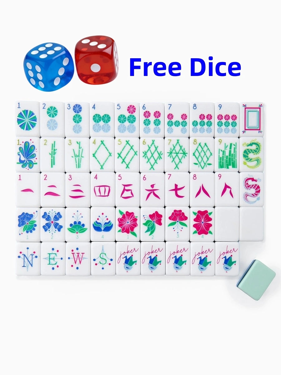 American Mahjong Tile Set, Ceramic Tiles for 4 Players, Portable