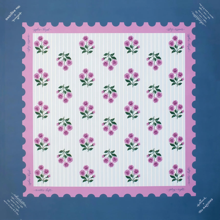 American Mahjong Mat, 33 x 33 Inch Neoprene, Non-Slip, Pink Leopard and Palm Scarf Print, view 5