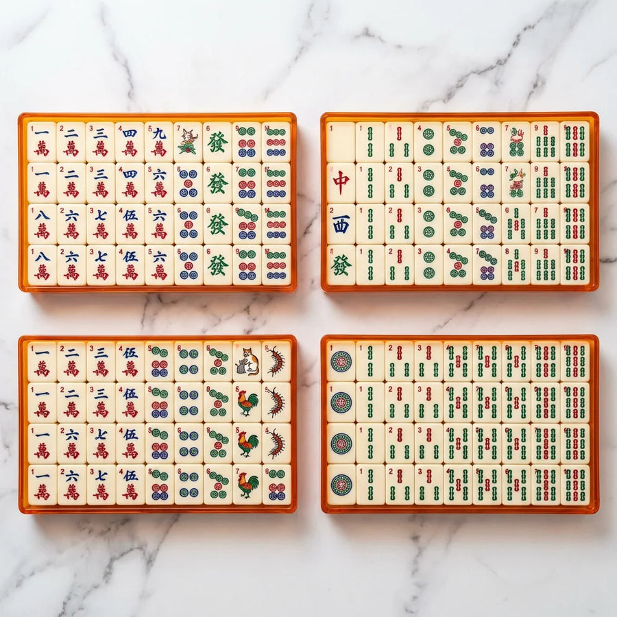 American Mahjong Set, 166 Engraved Acrylic Tiles with Carrying Case and Accessories, view 2