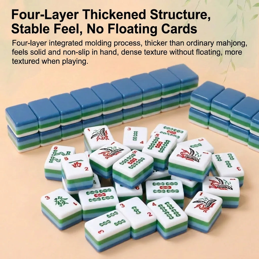 American Mahjong Tiles, 4 Layer Acrylic with Engraved Design, Light Blue