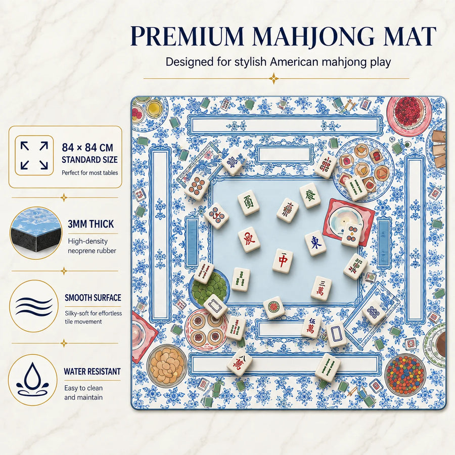 Mahjong Mat, Neoprene, Non-Slip, Waterproof, Foldable, Chinoiserie Lantern Print, view 8