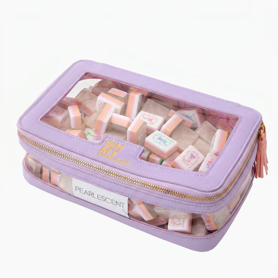 Mahjong Storage Bag, Clear PVC with Zipper and Fringed Handle, Portable Travel Bag, Multicolor, view 11