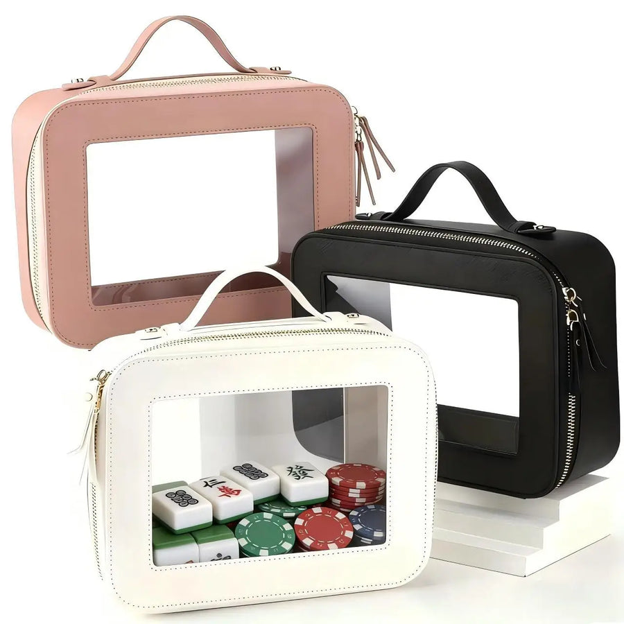 Mahjong Travel Case, Portable Storage Bag with Clear PU Cover, view 2