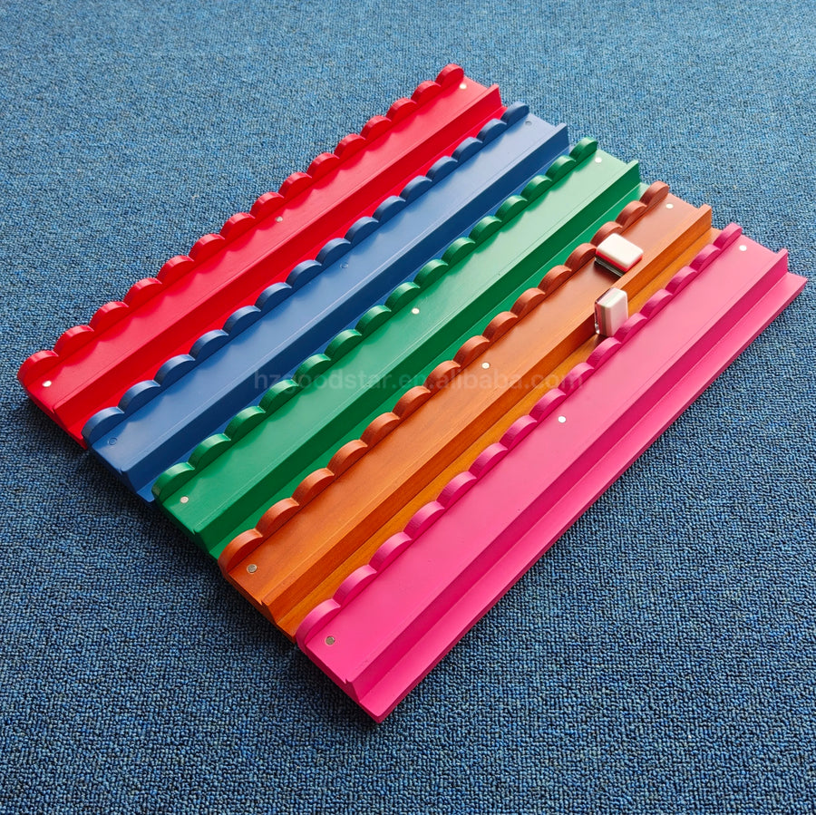 American Mahjong Racks with Built-In Magnetic Tile Pushers, 20 Inch Wood, Rainbow Color, view 3